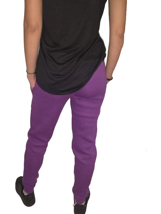 Supercotton Jogger Purple Women's Sweatpants with Elastic High Waist