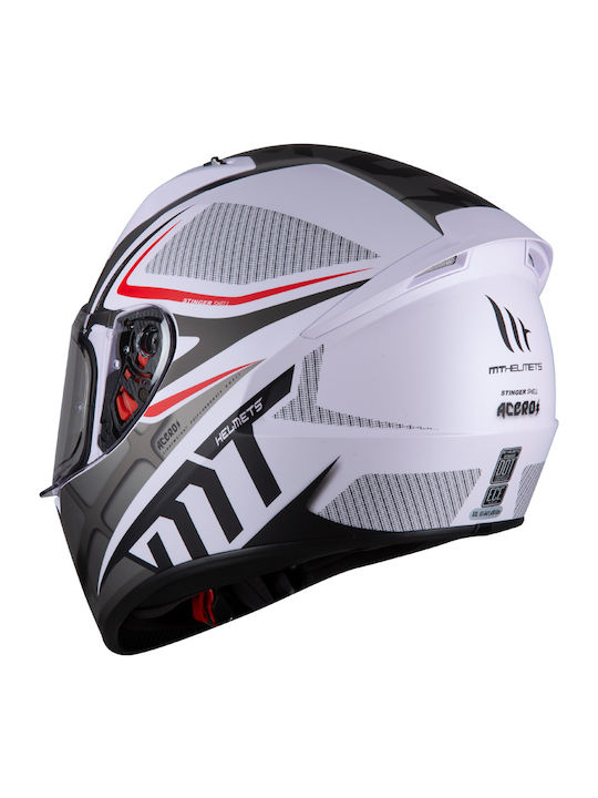 MT Stinger Acero Mat White/Grey Κράνος Μηχανής Full Face ECE 22.05 1450gr