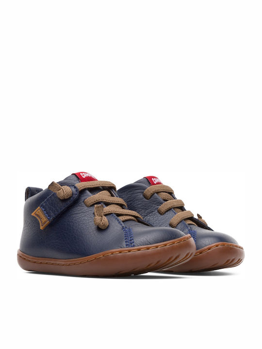 Peu Kids Leather Anatomic Boots with Lace Navy Blue