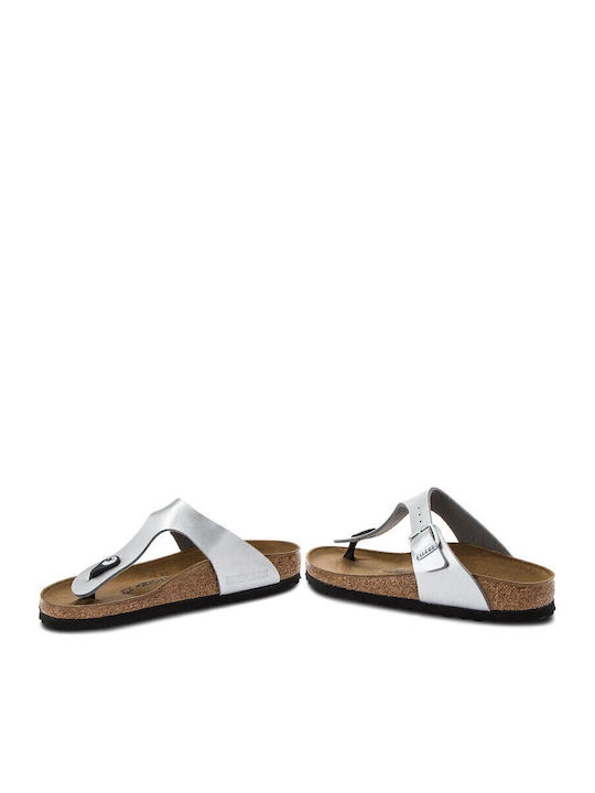 Gizeh Birko-Flor Flache Sandalen für Damen Anatomisch in Silber Farbe Schmal Passform