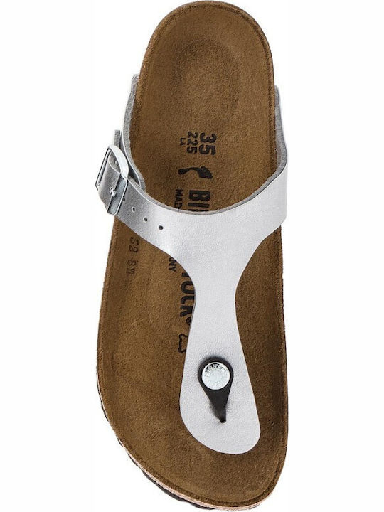 Gizeh Birko-Flor Flache Sandalen für Damen Anatomisch in Silber Farbe Schmal Passform