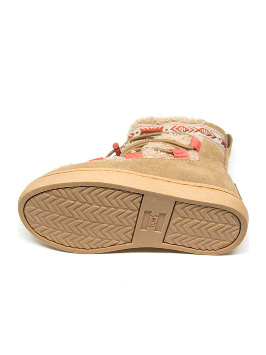 Alpine Suede Kids Boots with Zipper Beige