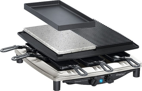 Steba RC 4 Plus Deluxe Tischplatte Elektrogrill Raclette Glatte und Geriffelte Platte 1450W mit einstellbarem Thermostat 39cmx37cmcm