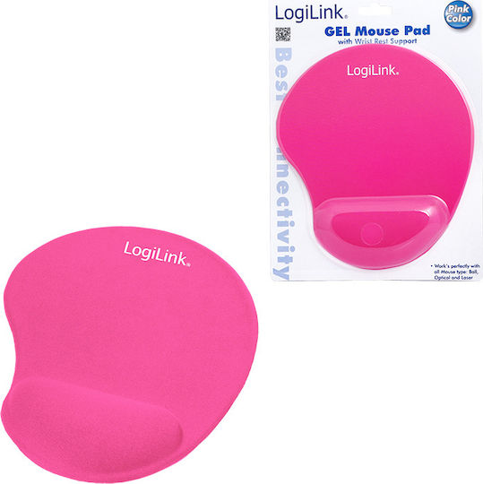 LogiLink GEL Mouse Pad (230mm) με Στήριξη Καρπού Ροζ ID0027P
