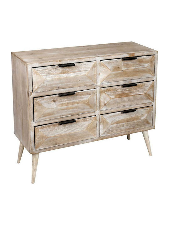Chest of Drawers of Solid Wood with 6 Drawers 88.5x33x78cm