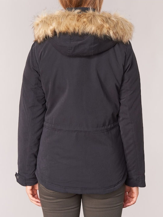 Only Kurz Damen Parka Jacke für Winter Schwarz