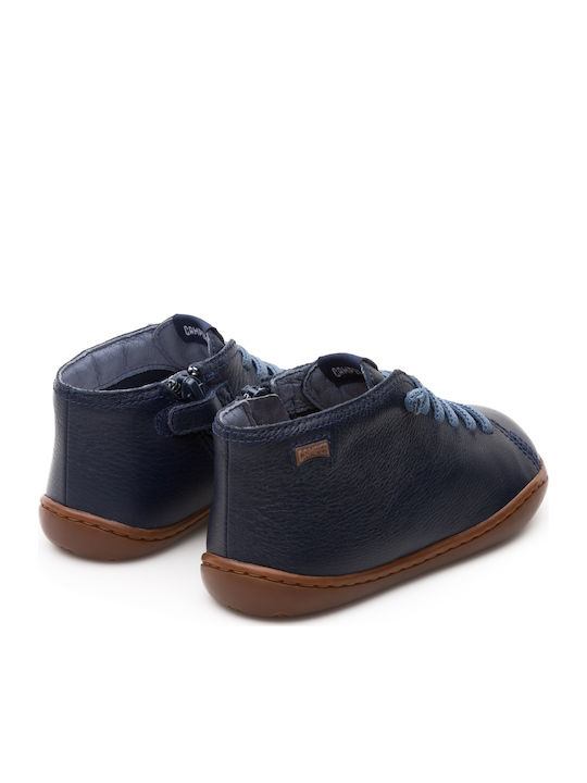 Peu Cami Anatomical Leather Kids Boots with Zipper Navy Blue