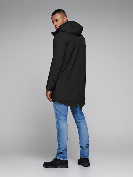 Jack & Jones Men's Winter Parka Jacket Waterproof Black