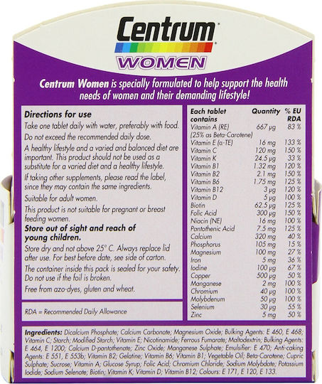 Centrum Women Multivitamin for Energy & Immune System Boost 30 Tablets