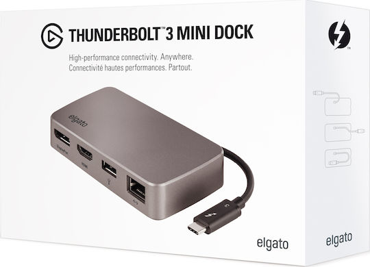 Elgato Thunderbolt 3 Mini Dock Thunderbolt 3 Докинг станция с HDMI/DisplayPort 4K Ethernet Сребрист