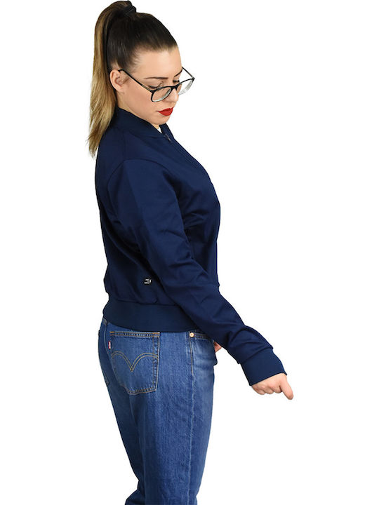 Kurzärmlige Damen-Sportliche Strickjacke Marineblau