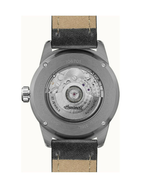 Ingersoll Triumph Automatic Uhr Chronograph Automatisch mit Schwarz Lederarmband