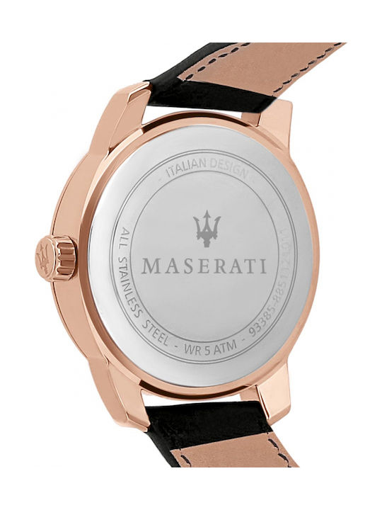 Maserati Successo Watch Battery with Black Leather Strap