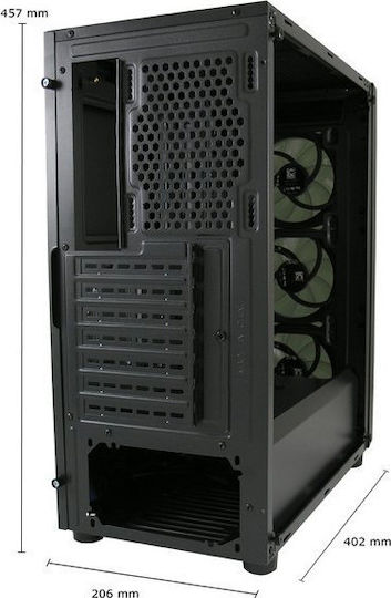 LC-Power Gaming 995B Light Box Midi Tower Κουτί Υπολογιστή με Πλαϊνό Παράθυρο και RGB Φωτισμό Μαύρο