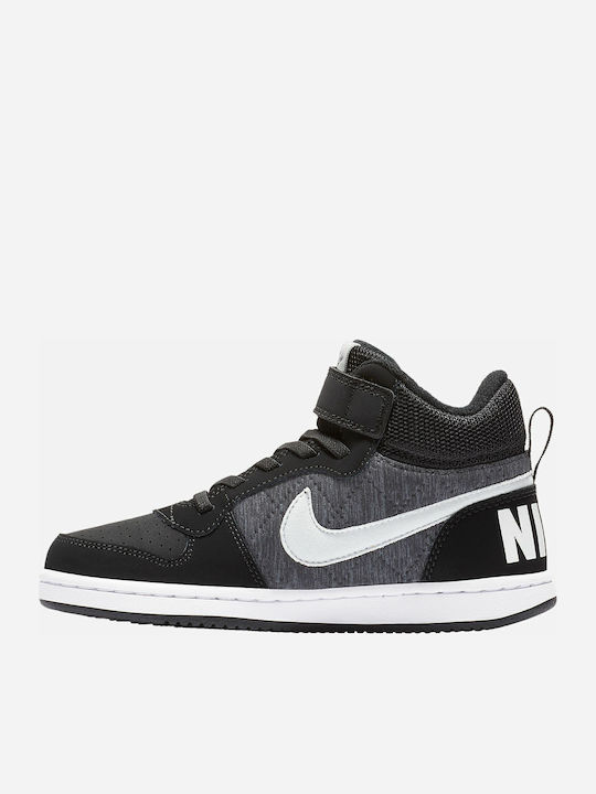 Court Borough Mid SE Kids Sneakers High with Hoop & Loop Closure Black