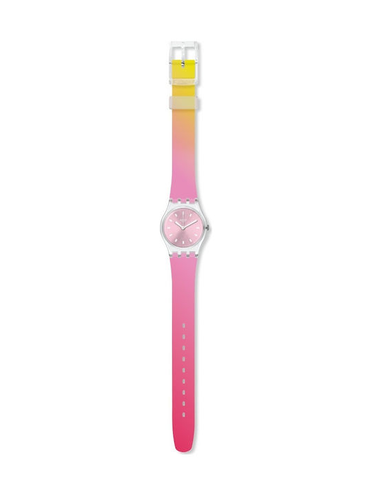 Swatch Sonnenaufgang Uhr mit Rosa Kautschukarmband