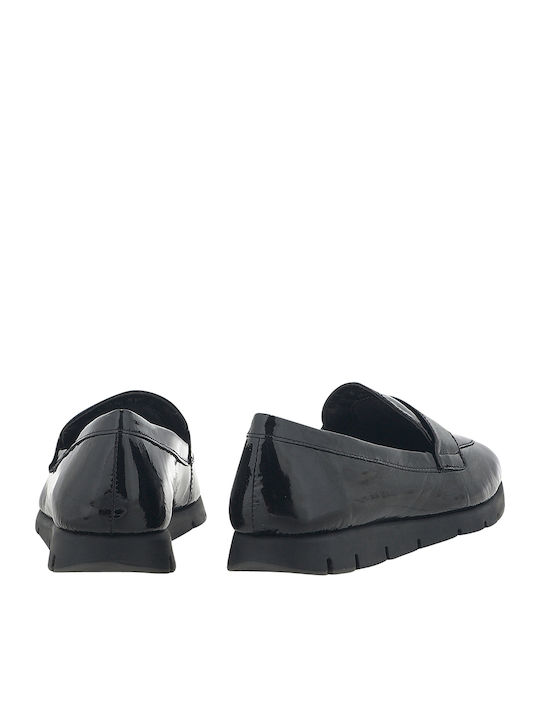 Lackleder Damen Loafers in Schwarz Farbe