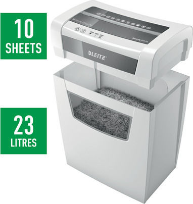 Leitz Καταστροφέας Εγγράφων IQ Home Office P4 Cross Cut 10 Φύλλων με Κάδο 23lt