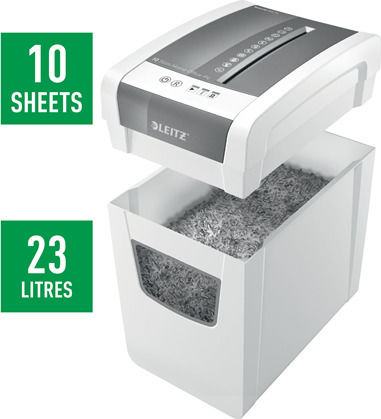 Leitz IQ Slim Home Office P4 Cross Cut 10-Sheet Paper Shredder