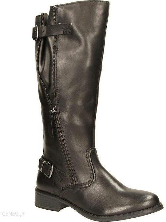 Tamaris Leather Women's Boots with Zipper Black