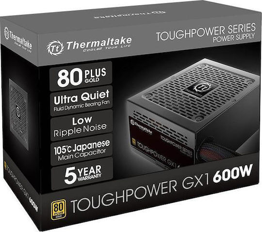 Thermaltake Toughpower GX1 600W Μαύρο Τροφοδοτικό Υπολογιστή Full Wired 80 Plus Gold