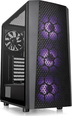 Versa J24 Tempered Glass RGB Edition Jocuri Turnul Midi Cutie de calculator cu fereastră laterală Negru