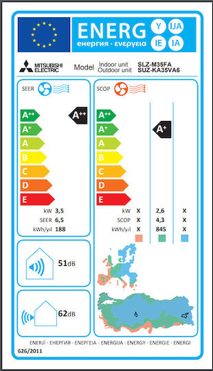 Mitsubishi Electric SLZ-M35FA / SUZ-M35VA Gewerbliche Inverter-Klimaanlage Kassette 12000 BTU