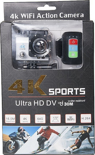 CM02 Action Camera 4K Ultra HD Υποβρύχια (με Θήκη) και Wi-Fi Ασημί