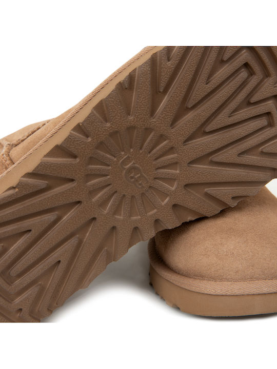 Ugg Australia Classic Mini II Велурени Дамски Ботуши с Козина Кестеняви