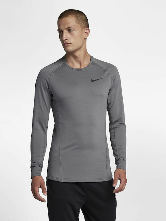 Nike Pro Warm Ανδρική Ισοθερμική Μακρυμάνικη Μπλούζα Γκρι