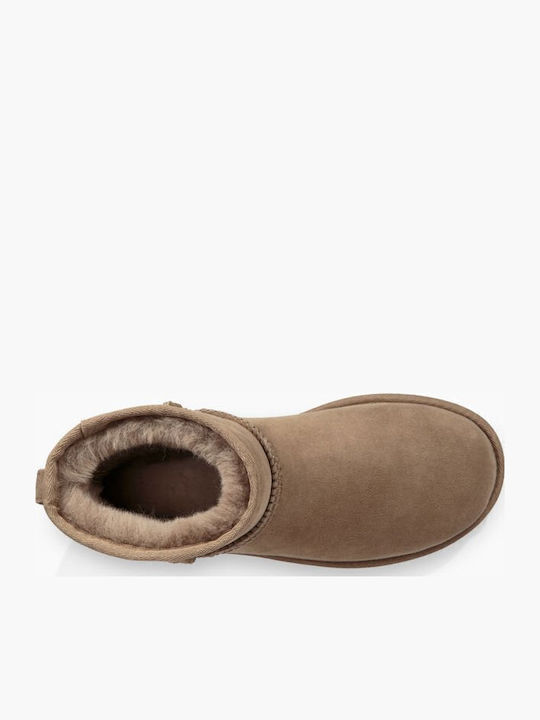 Classic Mini II Suede Women's Ankle Boots with Fur Antilope