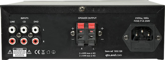 QTX Sound KAD-2 Leistungsverstärker PA-Verstärker 2 Kanäle 35W/4Ω 25W/8Ω in Schwarz Farbe