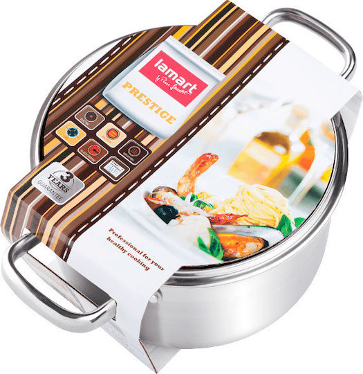 Lamart Prestige Βαθιά Ανοξείδωτη Κατσαρόλα 3.6lt / 20cm