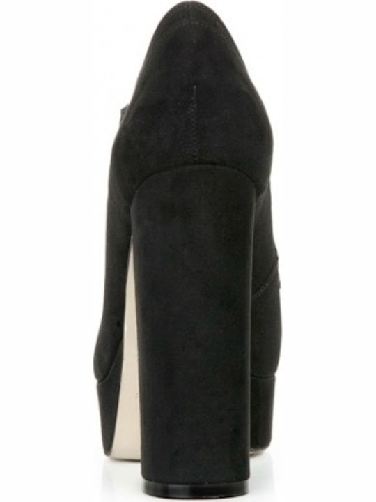 Sante Catifea Pantofi Oxford pentru femei cu toc înalt Negru