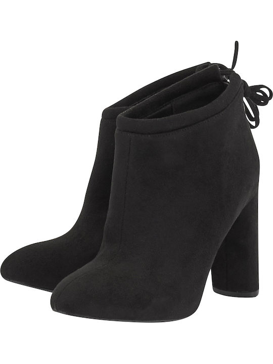 Exe M17B682-01 Suede Women's Ankle Boots with High Heel Black