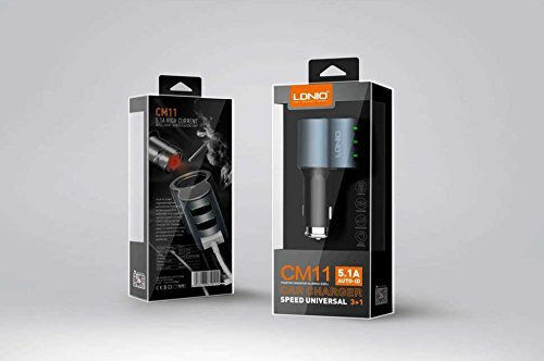 Ldnio CM11 Car Charger 25W 5.1A with Ports 4xUSB-A 1xLighter Black Color