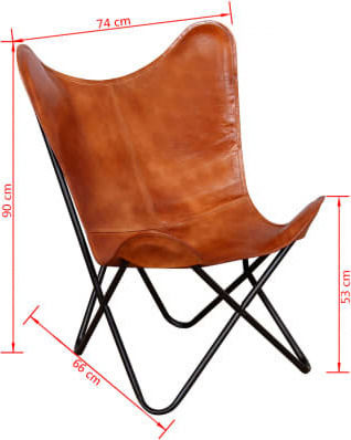 Sessel aus echtem Leder Braun 74x66x90cm