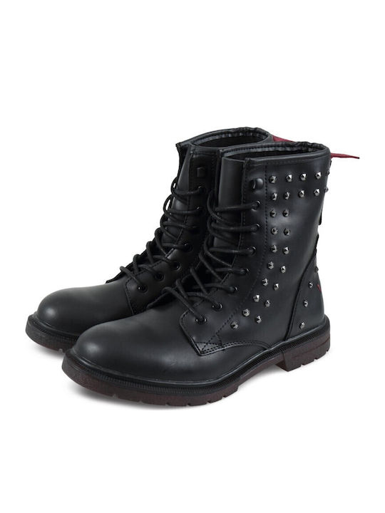 Spike Studs Δερμάτινα Γυναικεία Αρβυλάκια Μαύρα