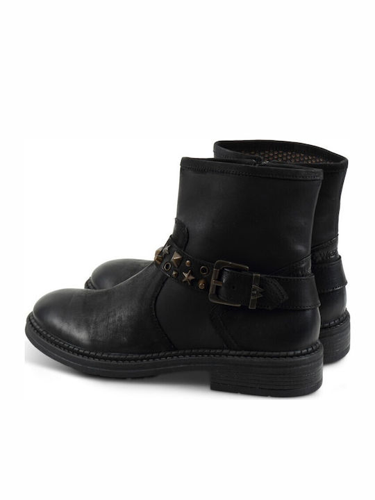 Gstard Leather Women's Biker Boots Black