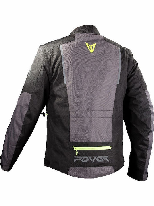 Fovos Pindos Ανδρικό Μπουφάν Μηχανής 4 Εποχών Black/Grey/Fluo-Yellow