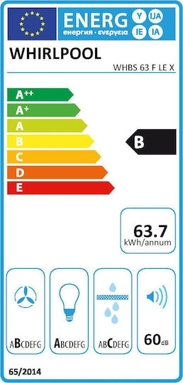 Whirlpool WHBS 63 F LE X Chimney Vent Hood 60cm Inox