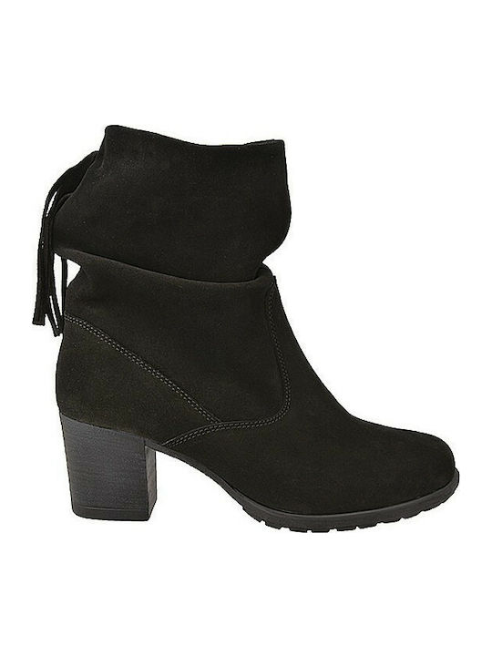 Ragazza Suede Women's Ankle Boots with Medium Heel Black