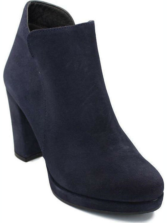 Ragazza Suede Women's Ankle Boots with High Heel Navy Blue