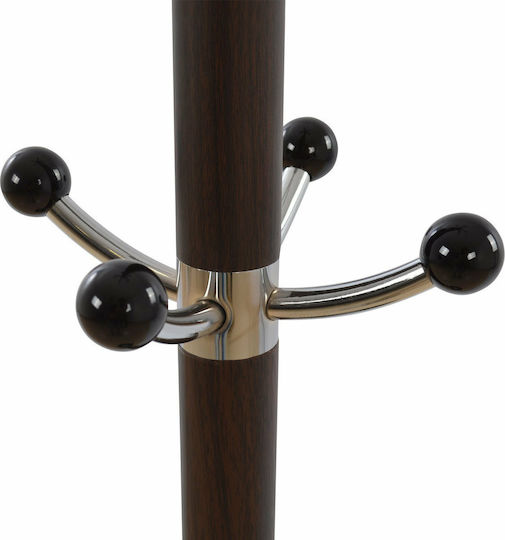 HomeMarkt Metallic Coat Rack with Umbrella Holder Walnut Rotating with Marble Base 37x37x170cm