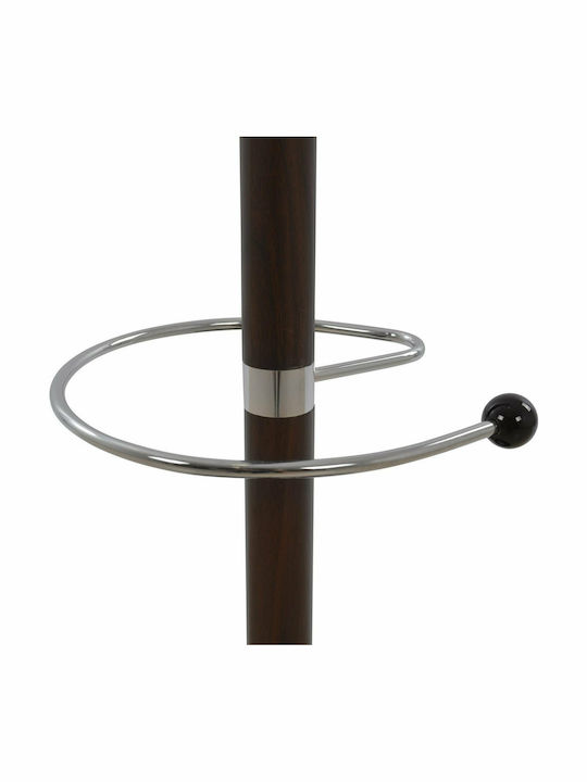 HomeMarkt Metallic Coat Rack with Umbrella Holder Walnut Rotating with Marble Base 37x37x170cm
