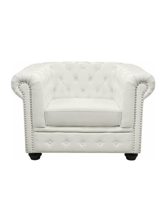 Chesterfield Armchair from Leatherette White 110x90x73cm