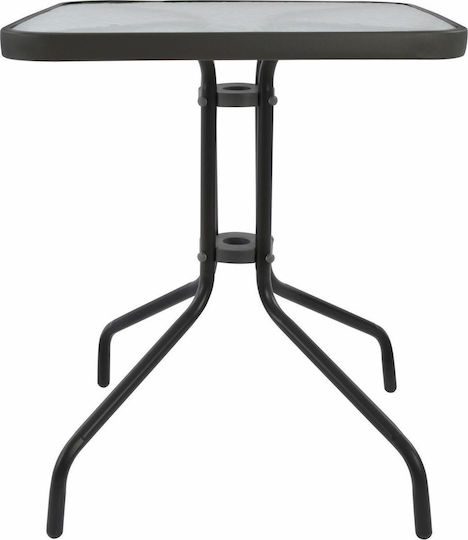 Figo Outdoor Dinner Table with Glass Surface and Metal Frame Gray 60x60x72cm