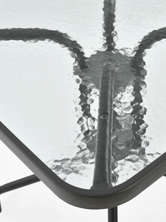 Figo Outdoor Dinner Table with Glass Surface and Metal Frame Gray 60x60x72cm