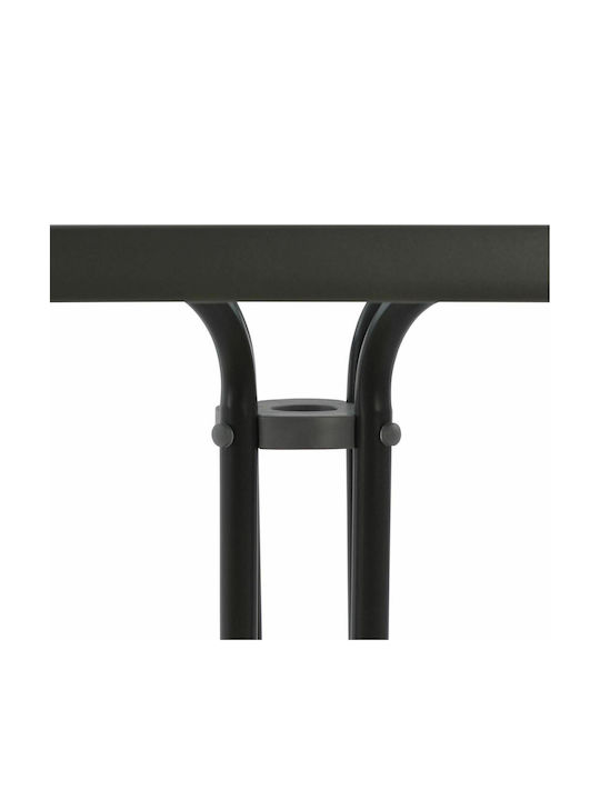 Figo Outdoor Dinner Table with Glass Surface and Metal Frame Gray 60x60x72cm