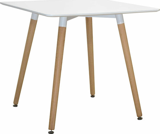 Minimal Table Kitchen Wooden White 80x80x74cm